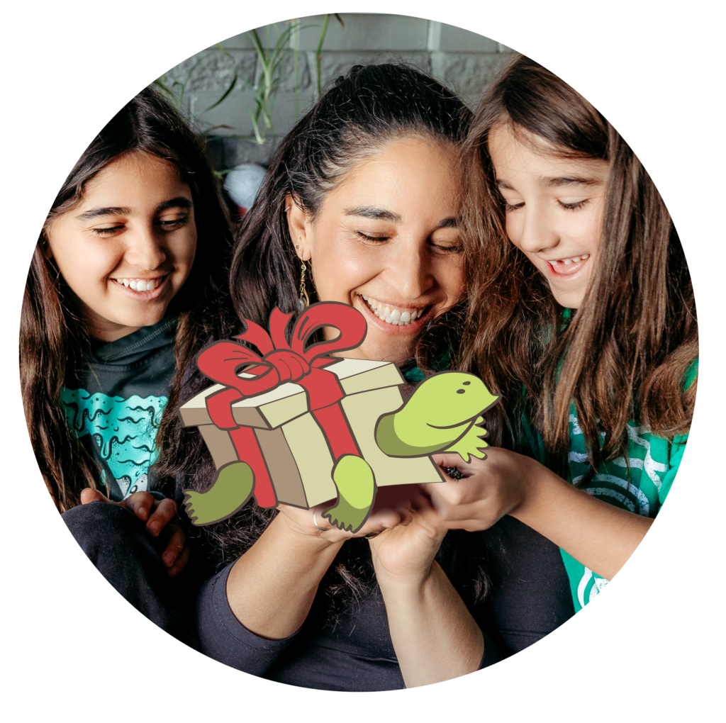 Gefen and Kids Meeting Mr Turtle